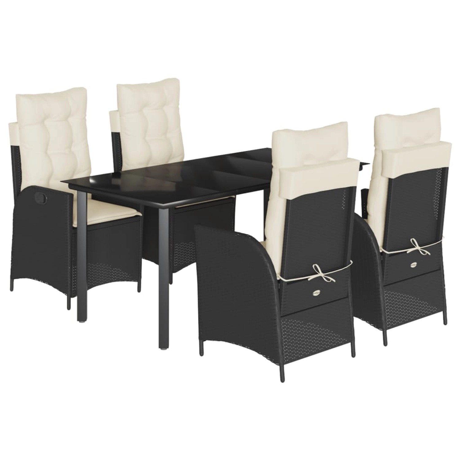 vidaXL 5-Tlg Garten-Essgruppe mit Kissen Schwarz Poly Rattan 3213168 günstig online kaufen