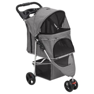 Grauer, faltbarer Hundewagen vidaXL mit Oxford-Gewebe, 80x46x98 cm.