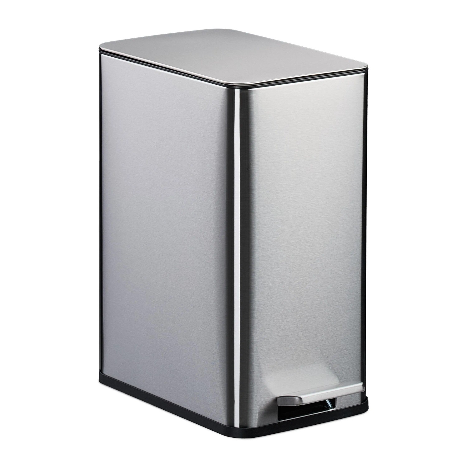 Relaxdays Kosmetikeimer Edelstahl Silber mit Absenkautomatik 10, 38 cm x 18,5 cm x 28 cm 2,2 kg