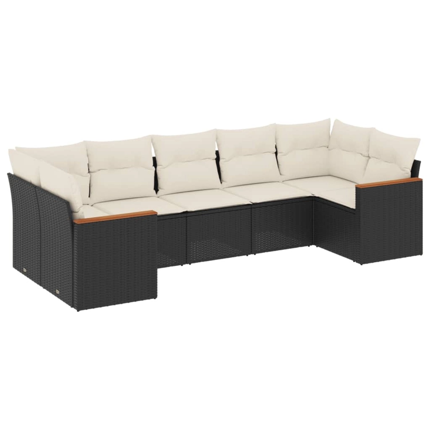 vidaXL 7-Tlg Garten-Sofagarnitur mit Kissen Schwarz Poly Rattan 3226266 günstig online kaufen