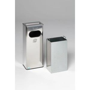 PROREGAL Robuster Kombiascher Mit Edelstahl Abdeckung HxBxT 76 x 31 x 22 cm Edelstahl Poliert