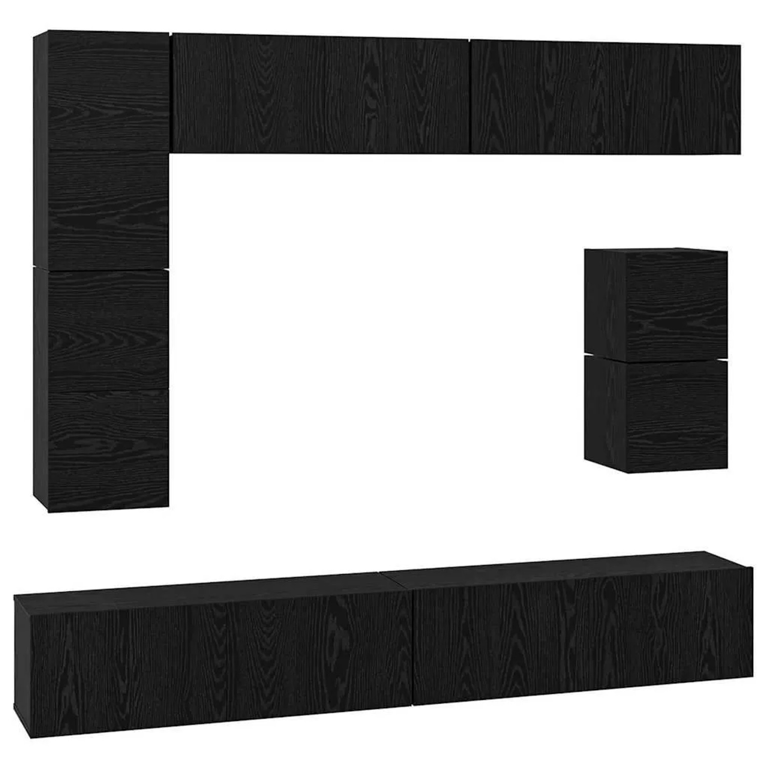 vidaXL TV-Schrankset 8-Tlg Schwarz Eichen-Optik Holzwerkstoff 3393295