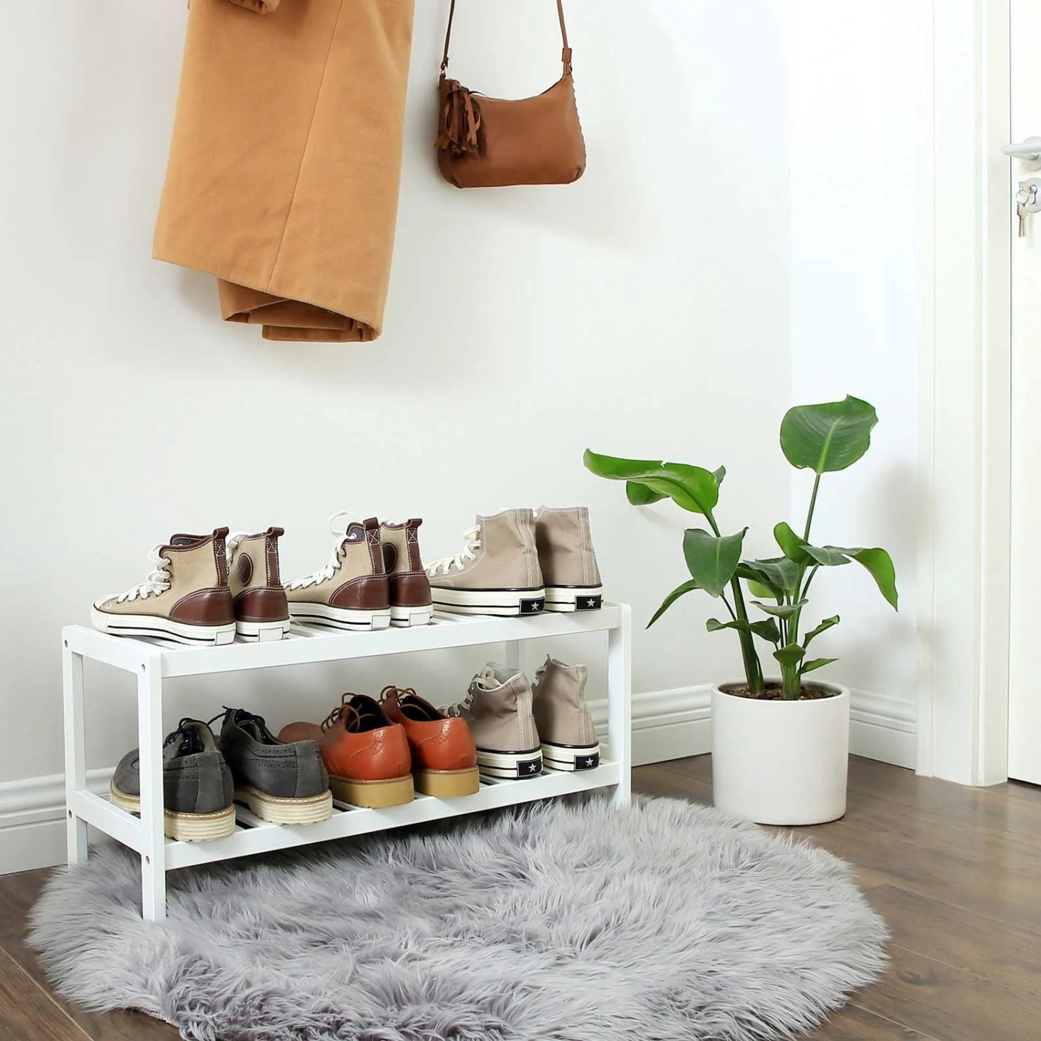 Songmics Schuhregal Wei Bambus 26 x 70 x 33 cm kaufen bei OBI