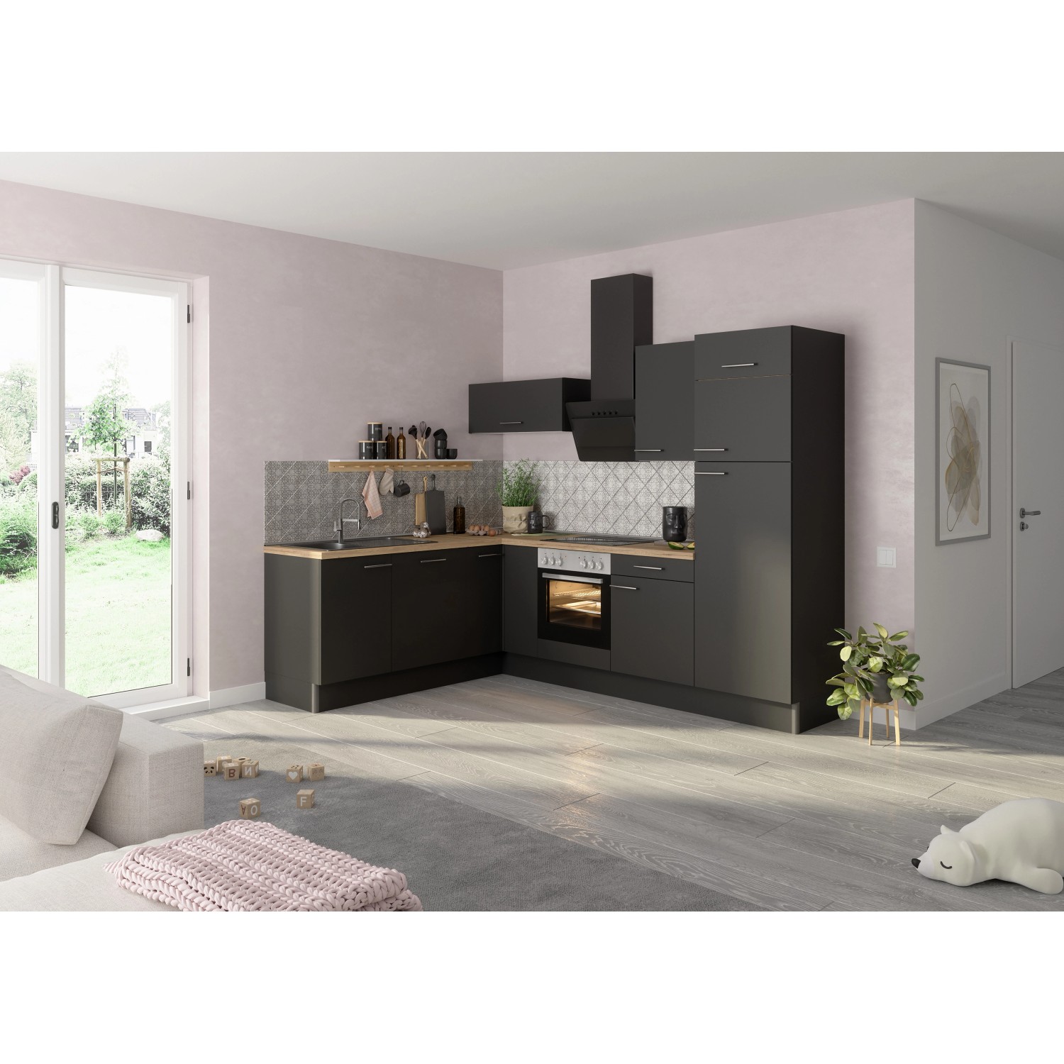 Optifit Winkelküche/L-Küche Optikoncept Ingvar 270 cm Anthrazit