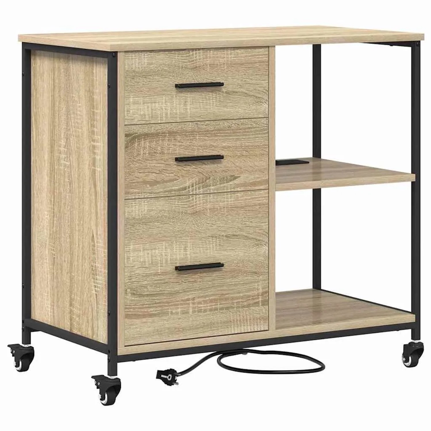vidaXL Schrank mit Ladestation Mit Rad Sonoma-Eiche 76 x 41 x 72 cm 859836 günstig online kaufen