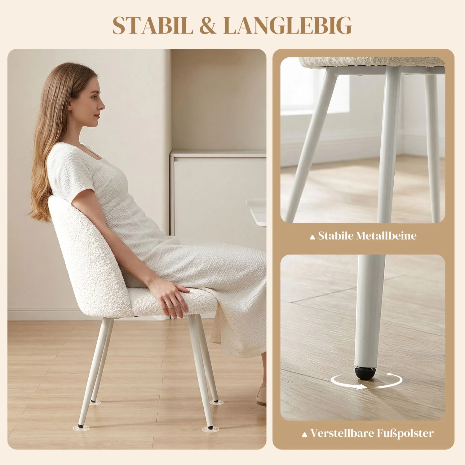 HOMCOM Esszimmerstuhl 57,5L x 50,5B x 78,5H cm_7