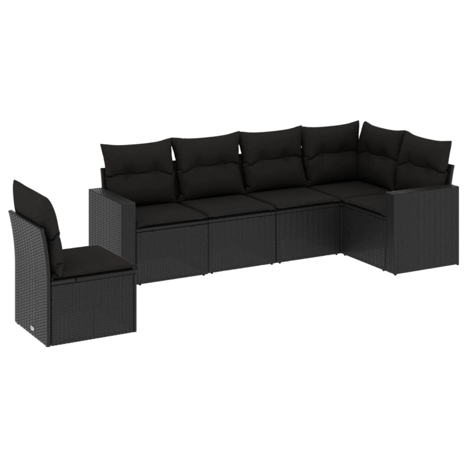 vidaXL 6-tlg Garten-Sofagarnitur mit Kissen Schwarz Poly Rattan Modell 24