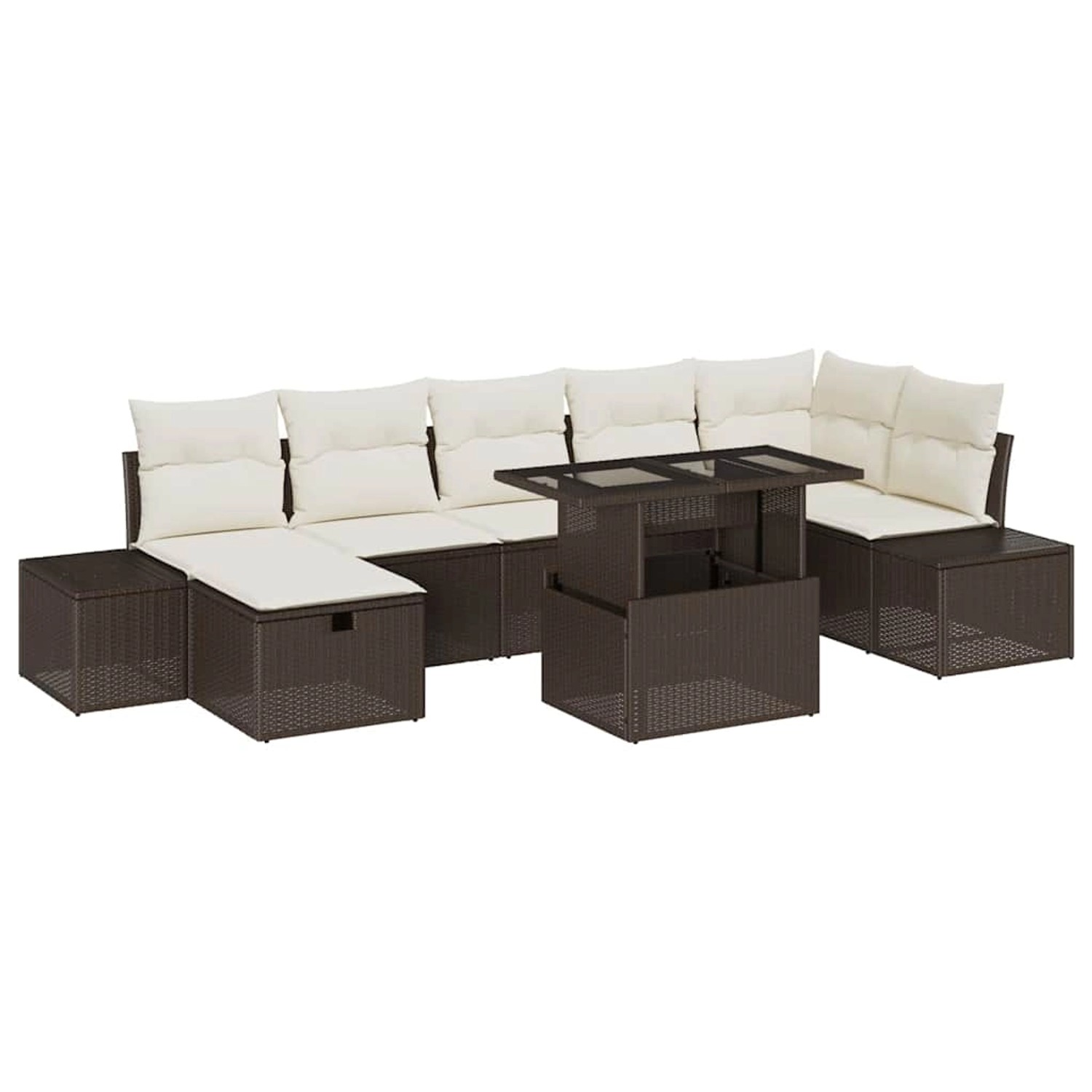vidaXL Garten-Sofa-Set Höhenverstellbar 8-Tlg Braun Poly Rattan 3361217 günstig online kaufen