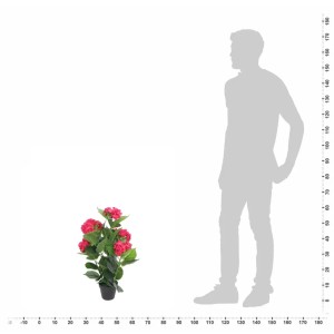 Künstliche rote Hortensie im Topf, 60 cm hoch, detailgetreue Kunstpflanze für Deko.