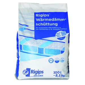 Sack Rigips Wärmedämmschüttung, 100 Liter, zur Dämmung von Hohlräumen und Holzbalkendecken.