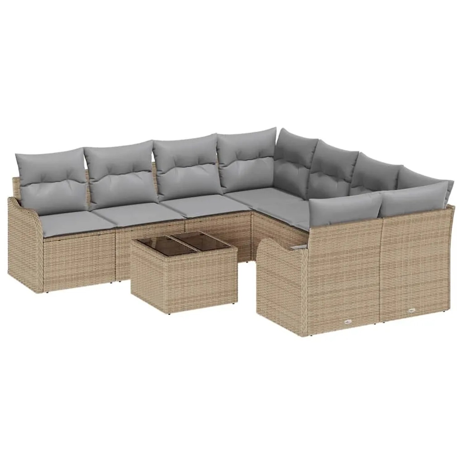 vidaXL Gartensofa-set mit Kissen mit Speicher 9-Tlg Beige und Grau 3354309 günstig online kaufen