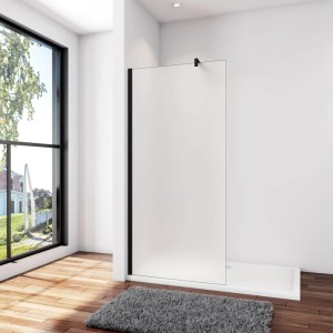 AICA Walk-In Dusche 80x200cm mit Milchglas und schwarzem Rahmen