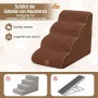 Braune Costway Hundetreppe mit 4 weichen Schaumstoffstufen, rutschfest. Schützt Gelenke von Hunden & Haustieren.