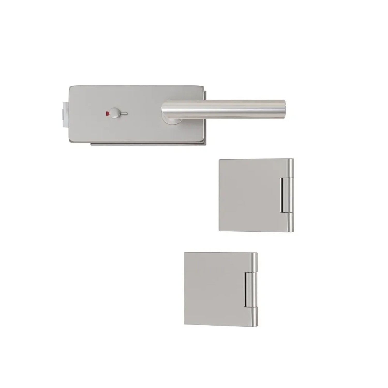 Hansaglas Glastürbeschlag Studio/Office WC-/Sanitärschloss Eckig Glastür Beschlag-Set Edelstahl