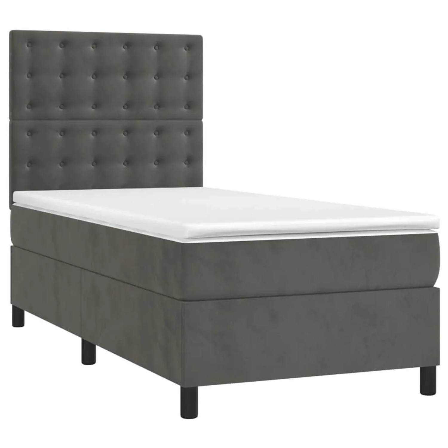 vidaXL Boxspringbett mit Matratze Dunkelgrau 80x200 cm Samt 3143230 günstig online kaufen