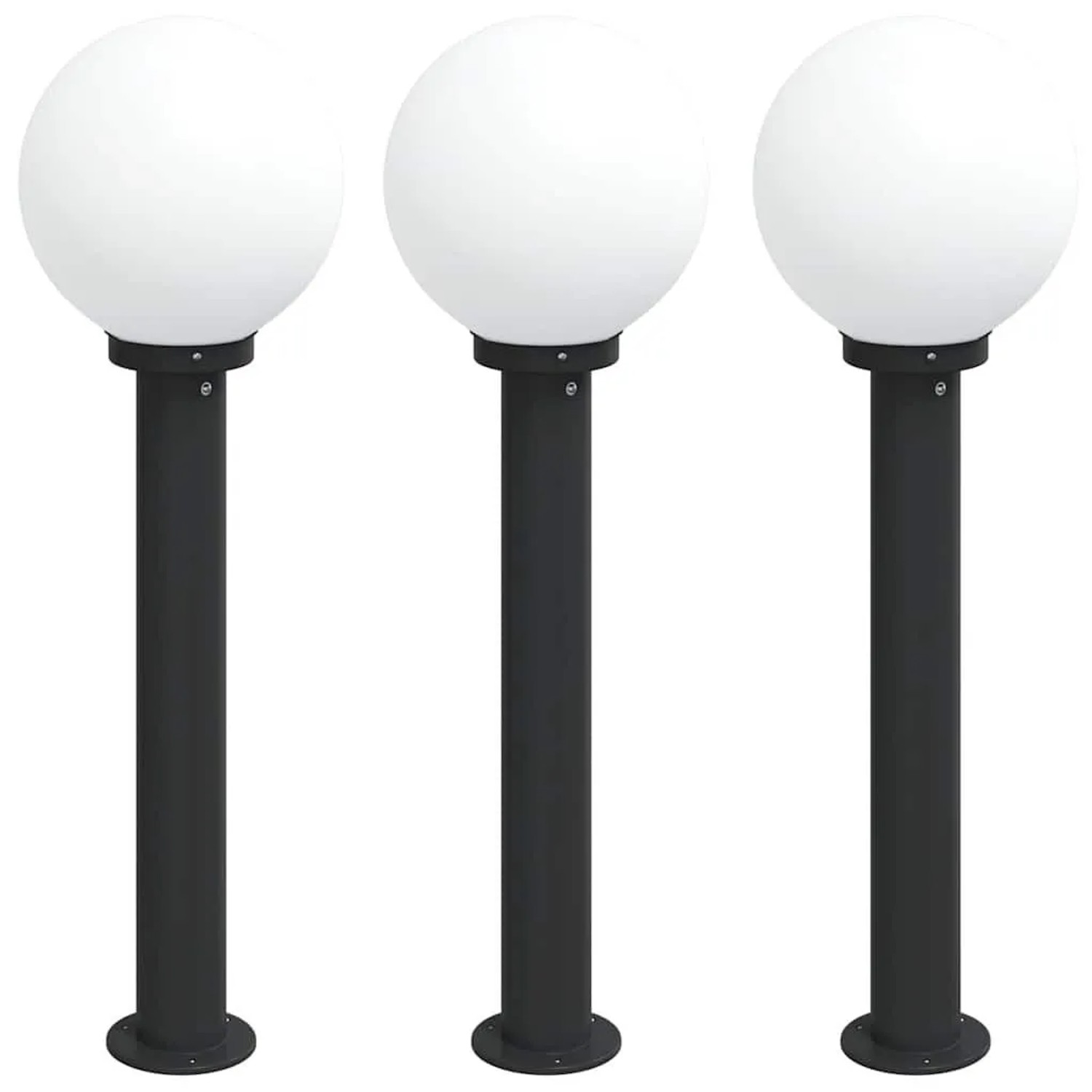 vidaXL Pollerleuchten 3 Stück 80 cm Schwarz IP44 4006112