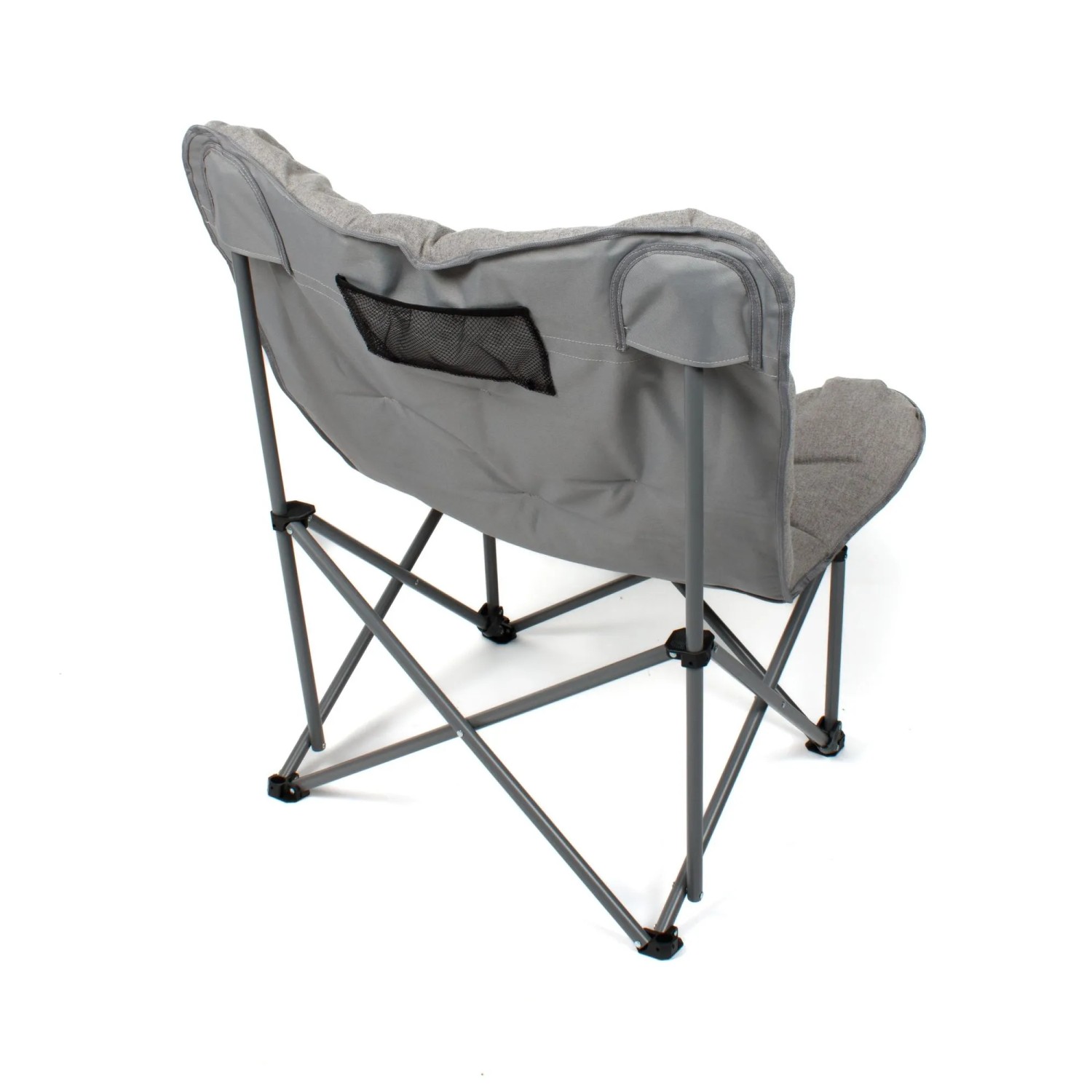 Grauer Eclipse Campingstuhl Herkules, Faltstuhl mit Tasche, Rückansicht. Ideal für Camping, Garten und Balkon.