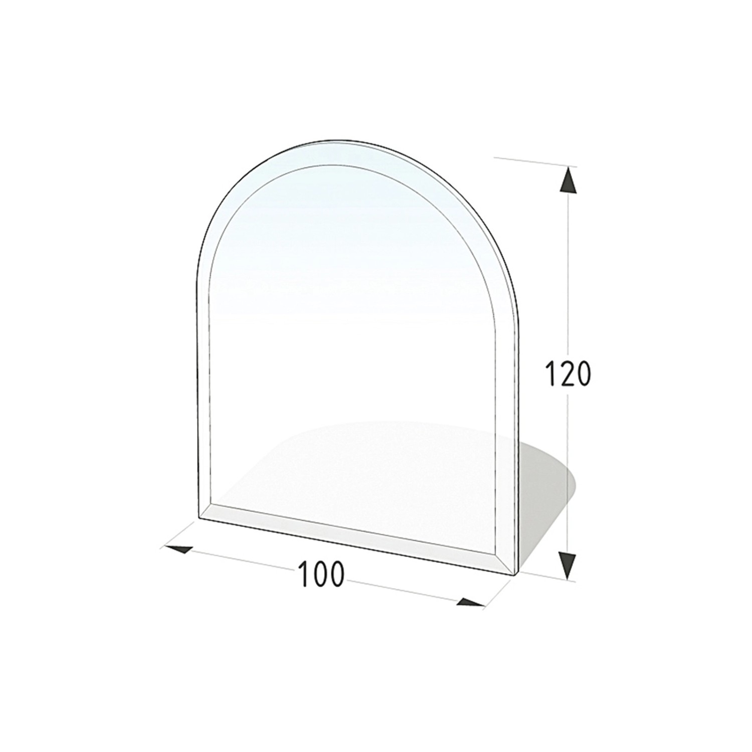 Lienbacher Funkenschutzplatte Glasbodenplatte Rundbogen 8mm Stärke