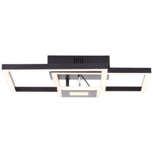 Moderne, schwarze LED-Deckenleuchte Lenora mit quadratischen Leuchtelementen (40x40 cm).