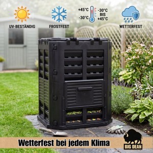 BigDean Komposter 360 Liter Gartenkomposter Thermokomposter Schnellkomposter Mit Entnahmeklappe