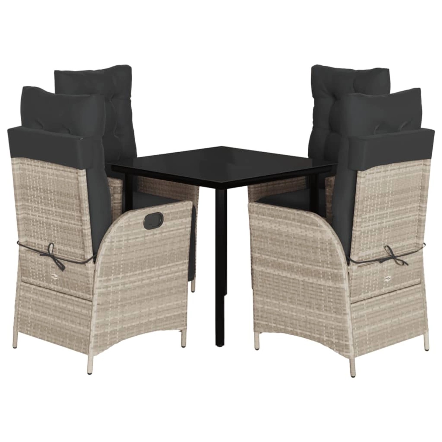 vidaXL 5-Tlg Garten-Essgruppe mit Kissen Hellgrau Poly Rattan 3213286 günstig online kaufen