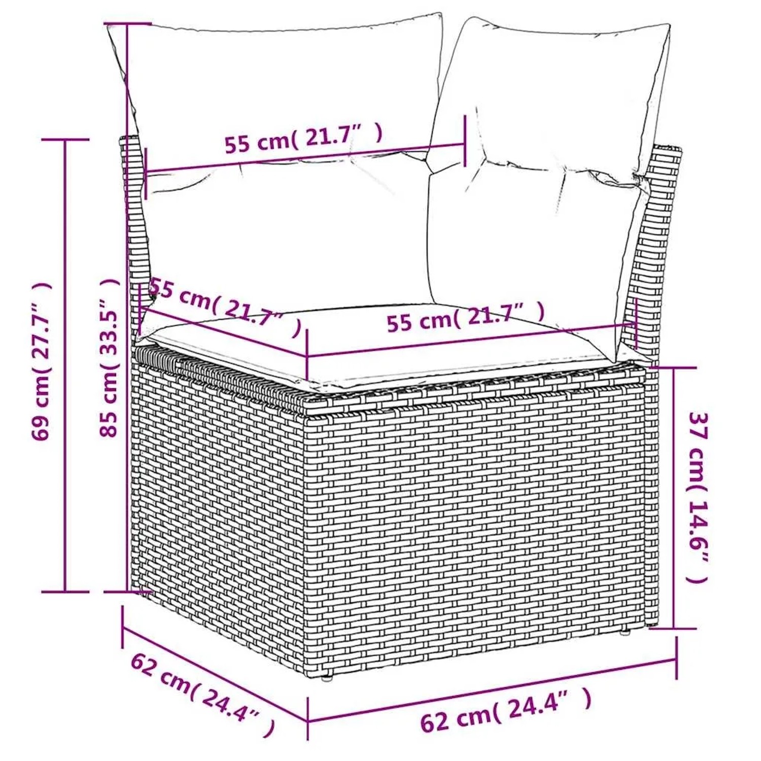 vidaXL Garten-Sofagarnitur, 7-teilig, beige Poly Rattan mit Kissen. Gartenmöbel für Terrasse und Garten.