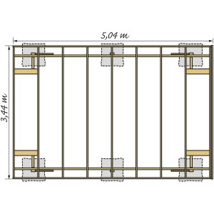 Draufsicht Kiehn-Holz Einzelcarport KH 301, 344x504 cm, Holzkonstruktion mit Stahl-Dacheindeckung.