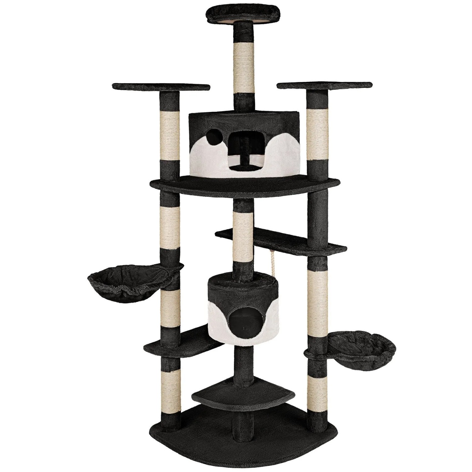 Tectake Kratzbaum Fippi 201 cm Sisal  140 x 68 x 201 cm Schwarz Weiß