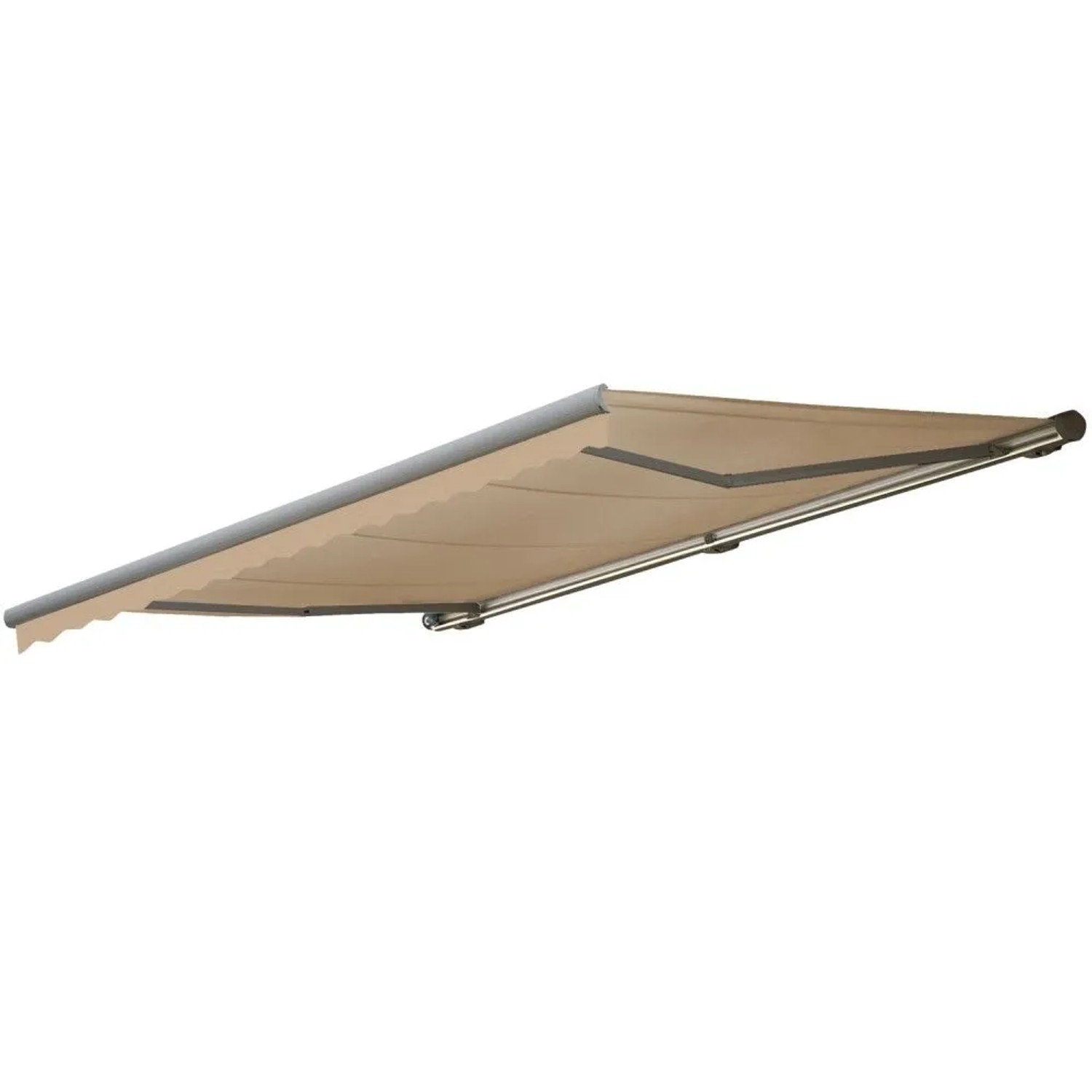 MCW Kassetten-Markise H122 mit Volant 4x3m Polyester Creme Grau