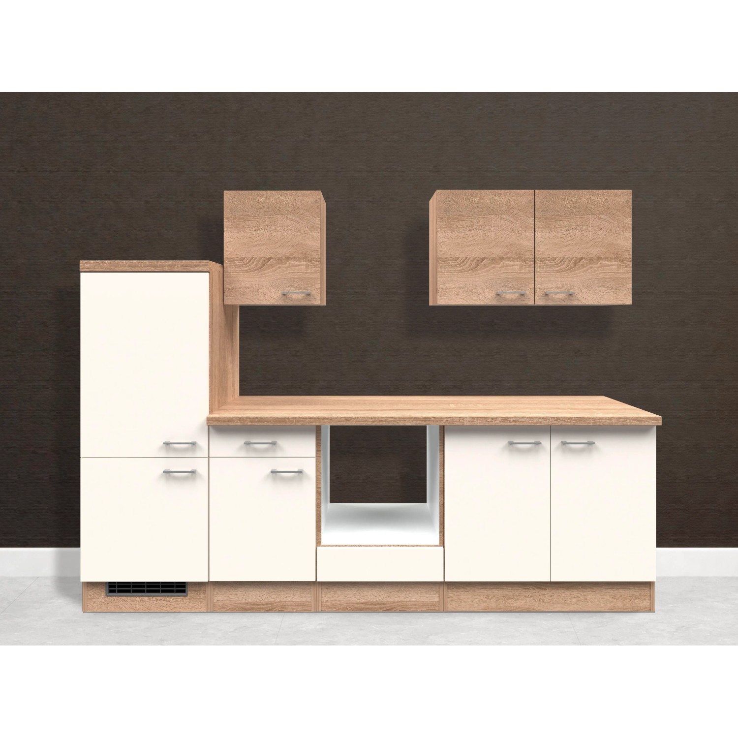 Flex-Well Classic Küchenzeile Samoa 270 cm ohne E-Geräte Sonoma Eiche-Weiß