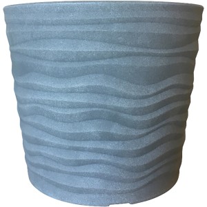 Grauer Siena Garden Pflanztopf Madrid mit 3D-Wellenmuster, Ø 35 cm.