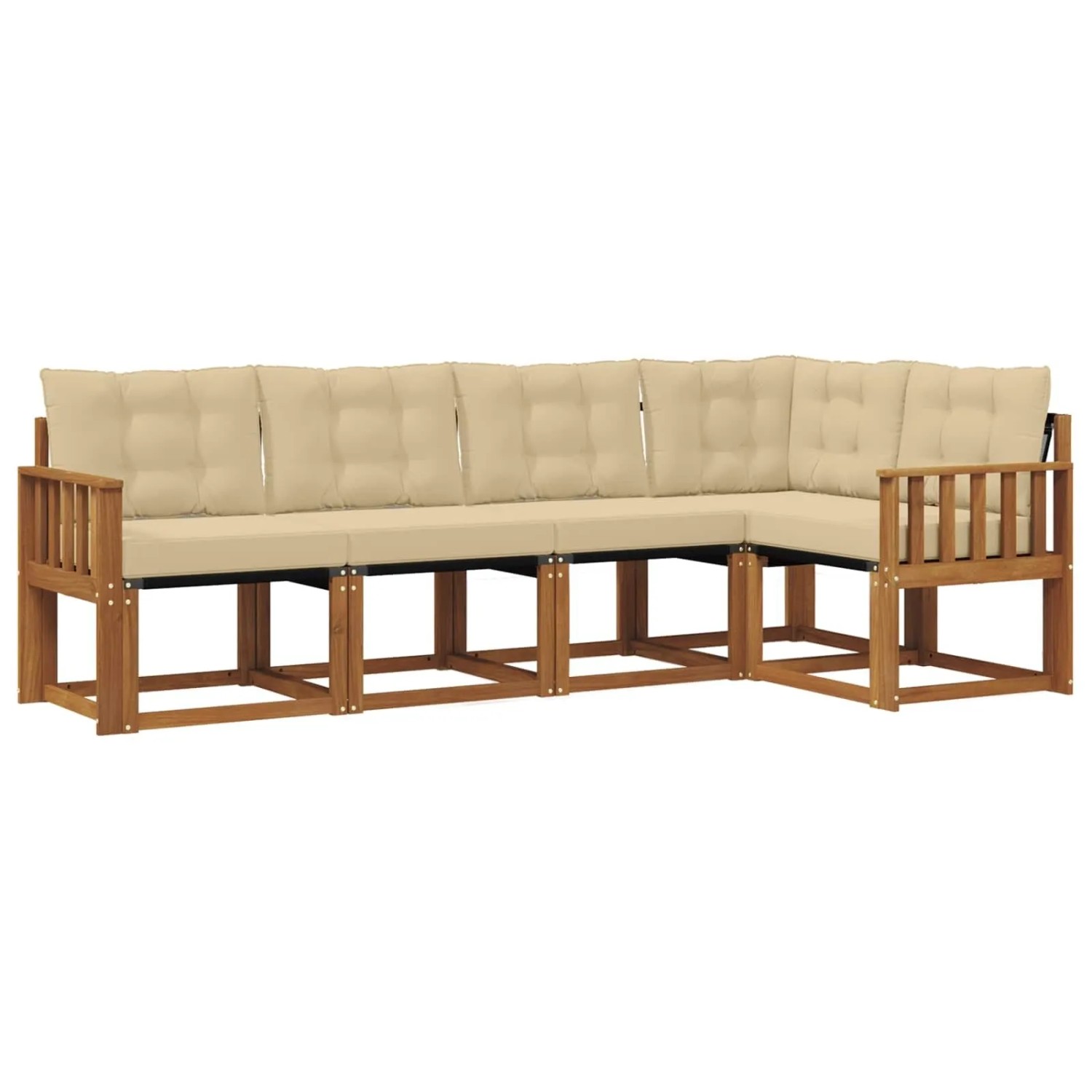 vidaXL Outdoor-Sofagarnitur mit Kissen 5-Tlg Natur und Beige 3368664