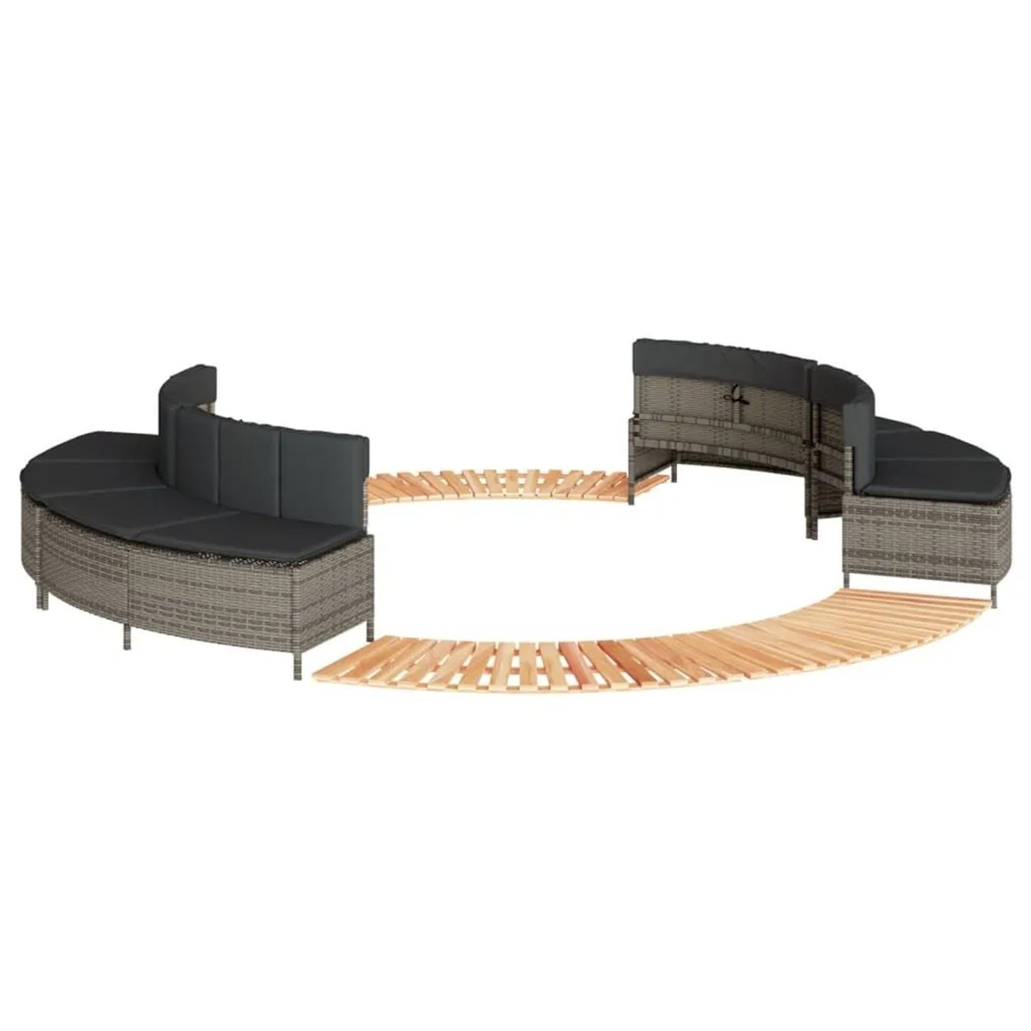 vidaXL Whirlpool-Umrandung Grau Poly Rattan und Massivholz Akazie 3270648