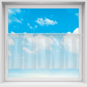 Weiße Bistrogardine Noella, 160x45 cm, mit Stangendurchzug am Fenster. Fenstervorhang aus Voile.