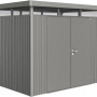 Biohort HighLine Metall-Gerätehaus, Quarzgrau-Metallic, Doppeltür. Modernes Design für Gartengeräte.