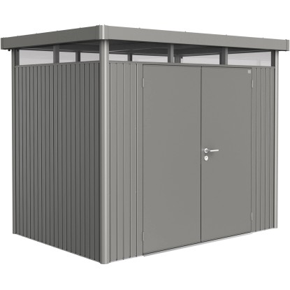 Biohort Metall-Gerätehaus HighLine Quarzgrau-Metallic 4,6 m² Doppeltür