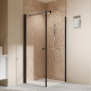 Breuer Elana 2.0 Seitenwand, 80 cm, Schwarz, abgerundete Profile, DIN rechts.