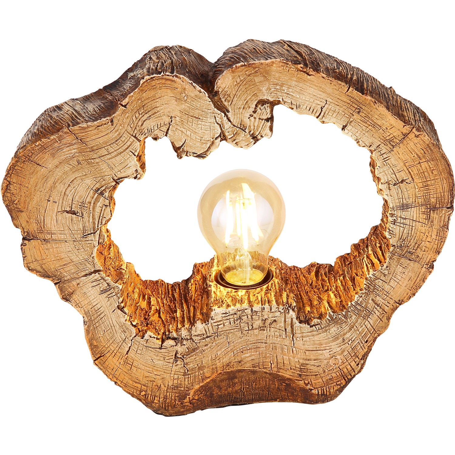 Globo Tischlampe Vinzenz in Holzoptik, moderne Design-Tischleuchte mit E27 Fassung.