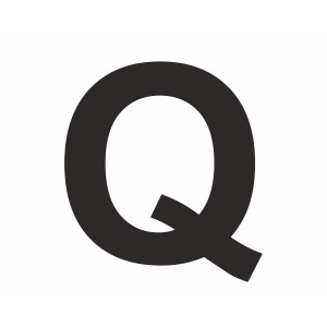 Schwarzer Aufkleber Buchstabe Q, 6 cm hoch, aus PVC-Folie für Schilder.