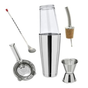 Ich-Zapfe Boston Shaker Cocktail-Set aus Edelstahl, silberfarben, inklusive Zubehör.