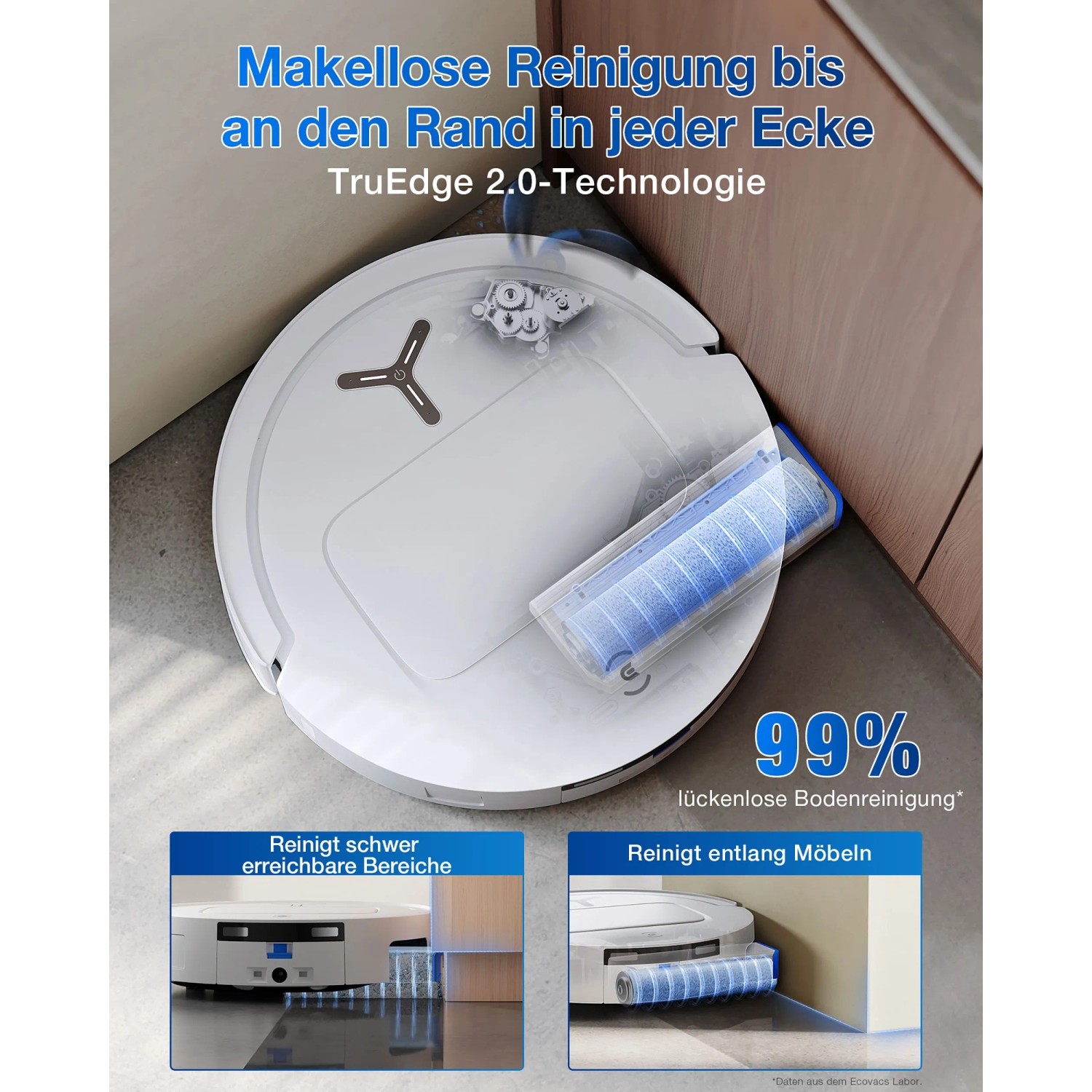 Ecovacs Deebot T80 Omni Saugroboter in Weiß mit Selbstreinigungsfunktion und TruEdge 2.0.