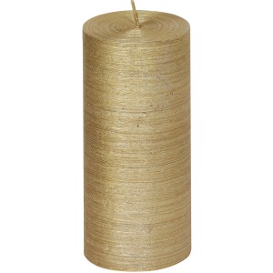 Goldene Stumpenkerze Glory, 150/68 mm, mit Struktur-Oberfläche für stimmungsvolles Licht.