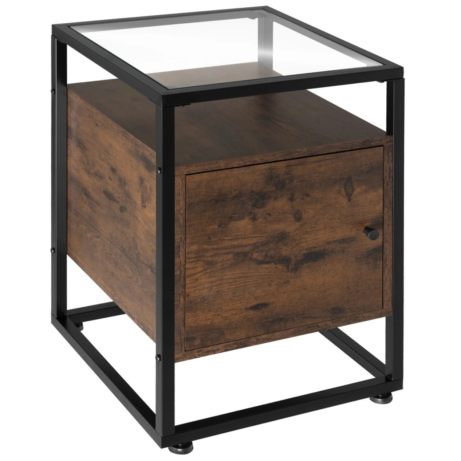 Tectake Nachttisch Dudley Industrial Style Holz und Stahl  43 x 40 x 60 50 cm Industrial Holz Dunkel  Rustikal