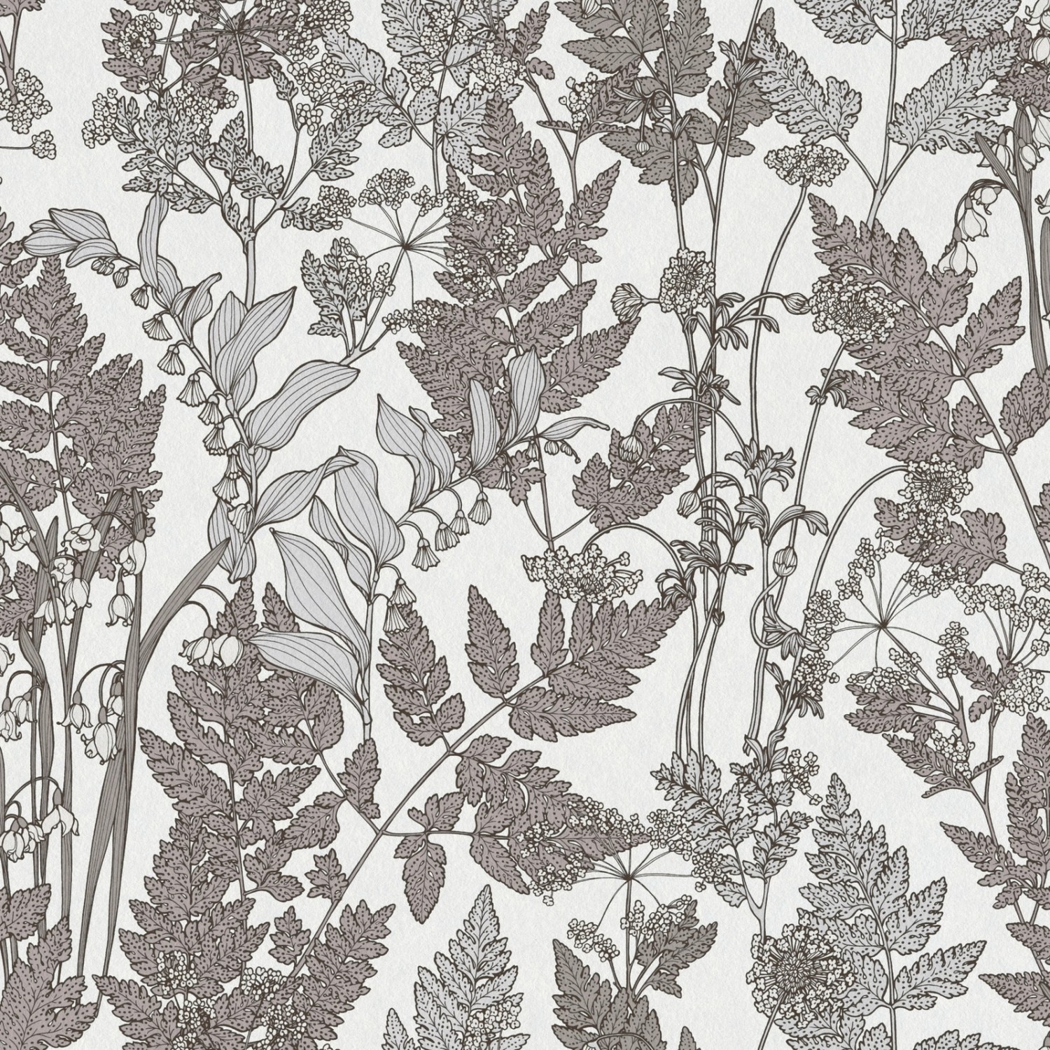 Bricoflor Blumen Tapete Skandinavisch Wohnzimmer und Schlafzimmer Tapete mit Blättermuster in Weiß und Grau Florale Vlie
