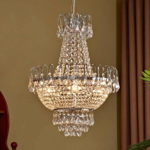 Transparente Lindby Pendelleuchte Casparia mit Kristallbehang, 5-flammig, E14, für Wohnzimmer im Retro Vintage Antik Design.