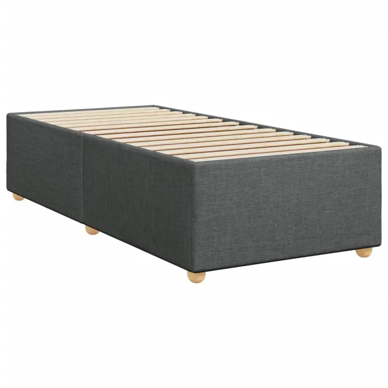 Boxspringbett dunkelgrau, 80x200 cm, Stoffbezug, mit Lattenrost. Bett für erholsamen Schlaf.