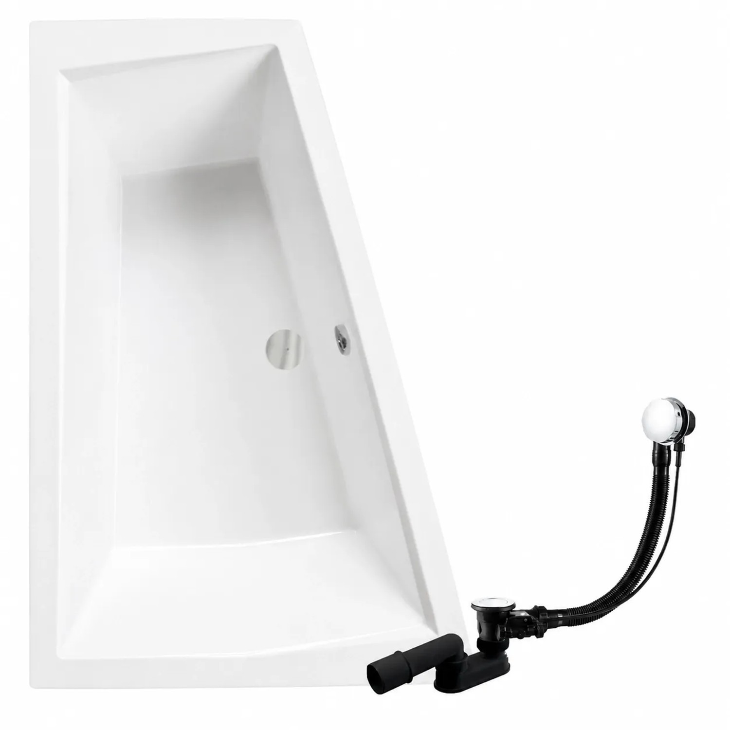 KOLMAN Badewanne Eckwanne 180 x 125 Cm Links Mit Styroporverkleidung Inkl. Ablauf Und Füße