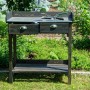 Schwarzer Dobar Pflanztisch mit 2 Schubladen und Ablage für Gartenarbeit, 90x79x39 cm.