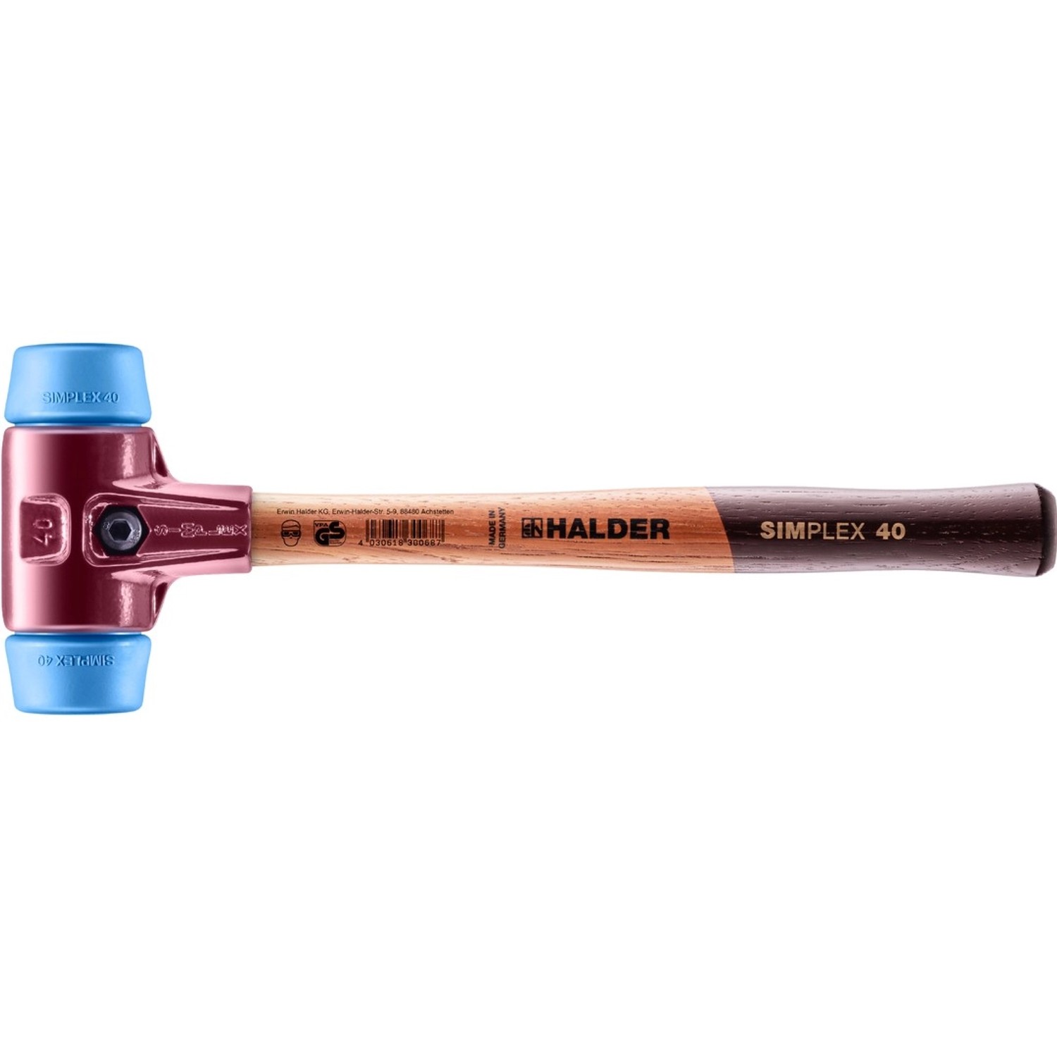 Halder Simplex Schonhammer Ø 40 mm TPE-soft Blau mit Tempergussgehäuse günstig online kaufen