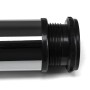SOTECH Möbelfuß JIMMY, Ø50 mm, Chrom poliert. Detail der Höhenverstellung mit schwarzem Kunststoffgleiter.